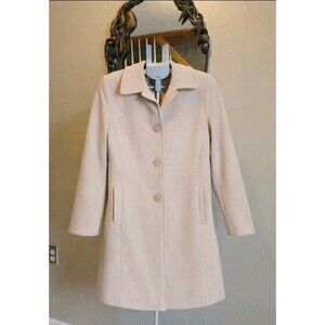 Larry Levine Cream Wool Cashmere Blend Coat Womens 10 A-Line Y2K Ivory Jacket